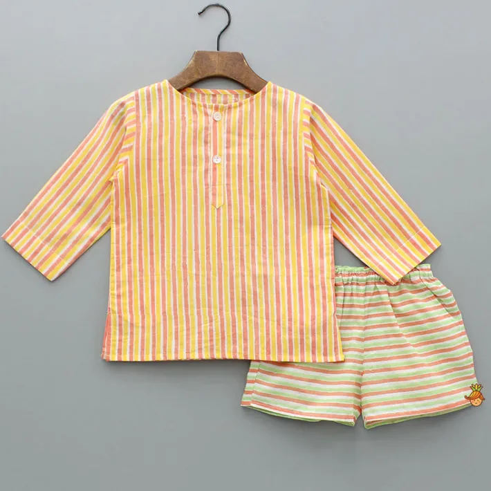 Outlet Multicolour Striped Top And Shorts BOY Sleep Wear | Sleepwear