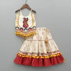 Sale Multicolour Thread Embroidered Halter Neck Top And Lehenga Ethnic Wear | Lehengas & Ghagras