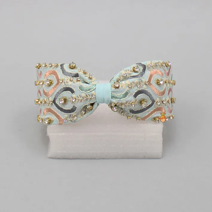 Best Multicolour Thread Embroidered Blue Hairband Hair Accessories | Hair Bands