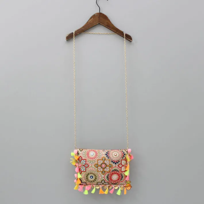 Best Multicolour Thread Embroidered Sling Bag Bags