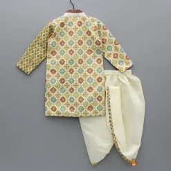 Best Multicolour Thread Embroidered Kurta And Cream Dhoti BOY Indian Ethnic Wear | Ethnic Sets