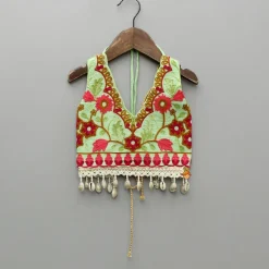 New Multicolour Thread Embroidered Top And Printed Lehenga Ethnic Wear | Lehengas & Ghagras