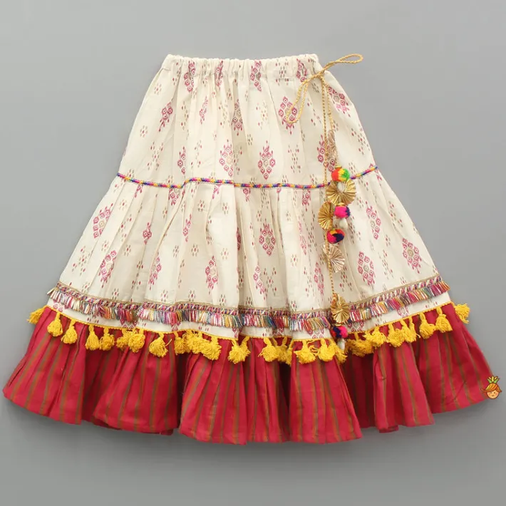 Sale Multicolour Thread Embroidered Halter Neck Top And Lehenga Ethnic Wear | Lehengas & Ghagras