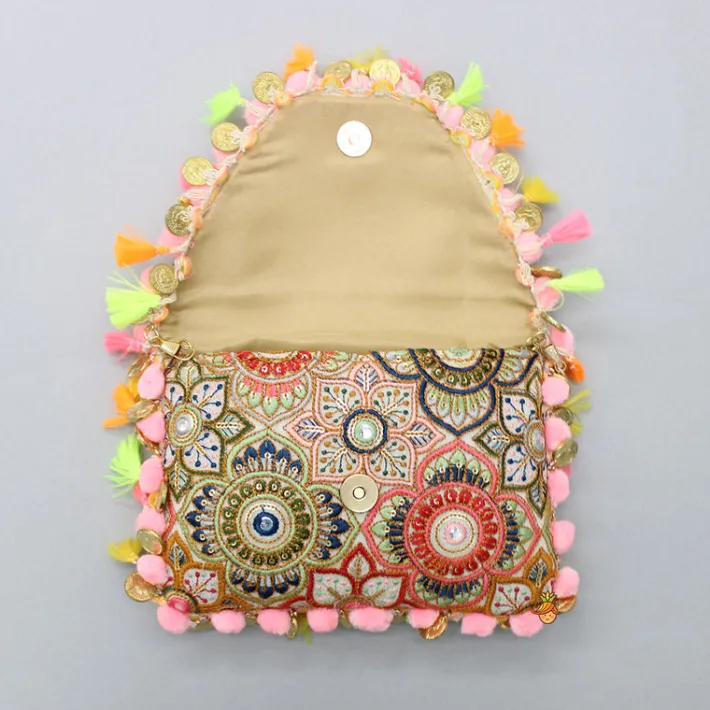 Best Multicolour Thread Embroidered Sling Bag Bags