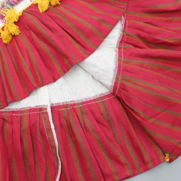 Sale Multicolour Thread Embroidered Halter Neck Top And Lehenga Ethnic Wear | Lehengas & Ghagras