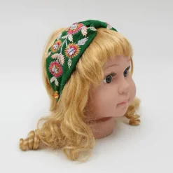 Outlet Multicolour Thread Floral Embroidered Green Hair Band Hair Accessories | Hair Bands