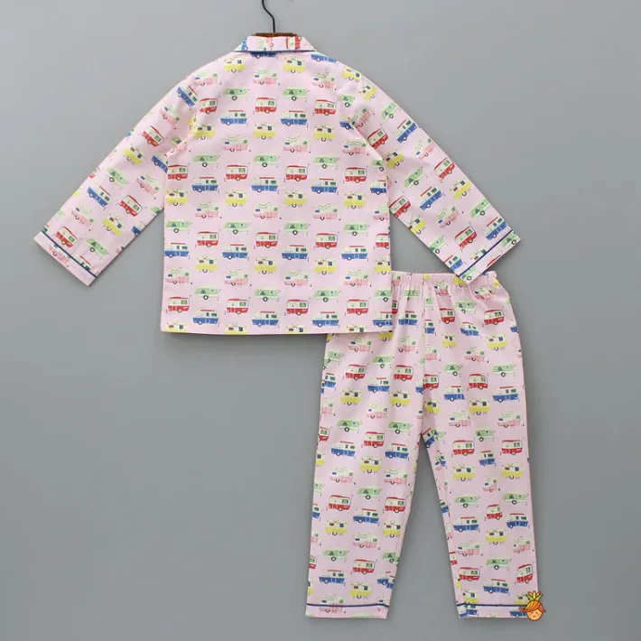 Outlet Multicolour Vehicle Printed Notched Collar Sleepwear Sleepwear