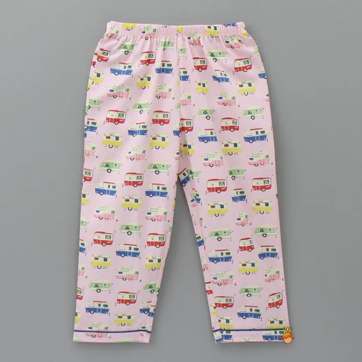 Outlet Multicolour Vehicle Printed Notched Collar Sleepwear Sleepwear
