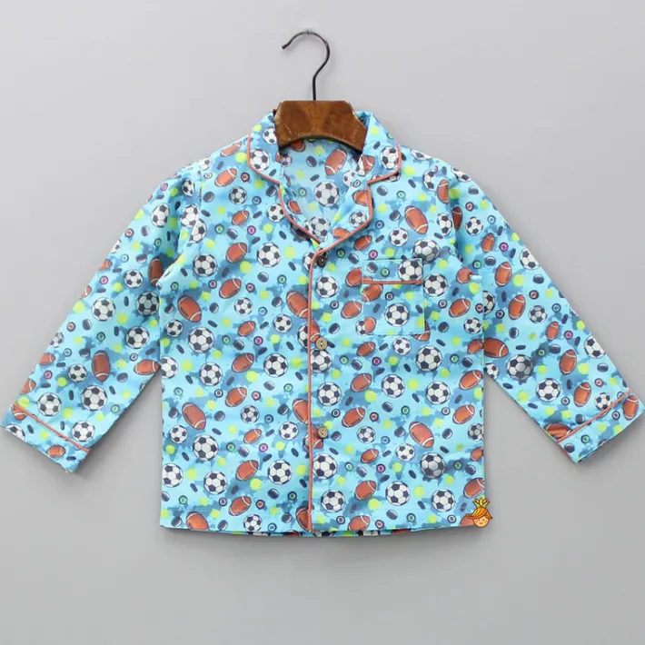 Sale Multicoloured Balls Printed Notch Collar Sleepwear BOY Sleep Wear | Sleepwear