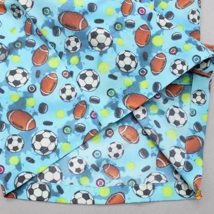 Sale Multicoloured Balls Printed Notch Collar Sleepwear BOY Sleep Wear | Sleepwear