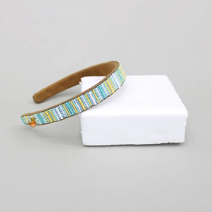 Online Multicoloured Bead Embellished Brown Hairband Hair Accessories | Hair Bands