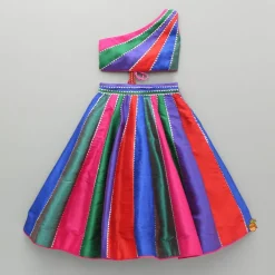 Fashion Multicoloured Colour Blocked Top With Lehenga And Dupatta Ethnic Wear | Lehengas & Ghagras