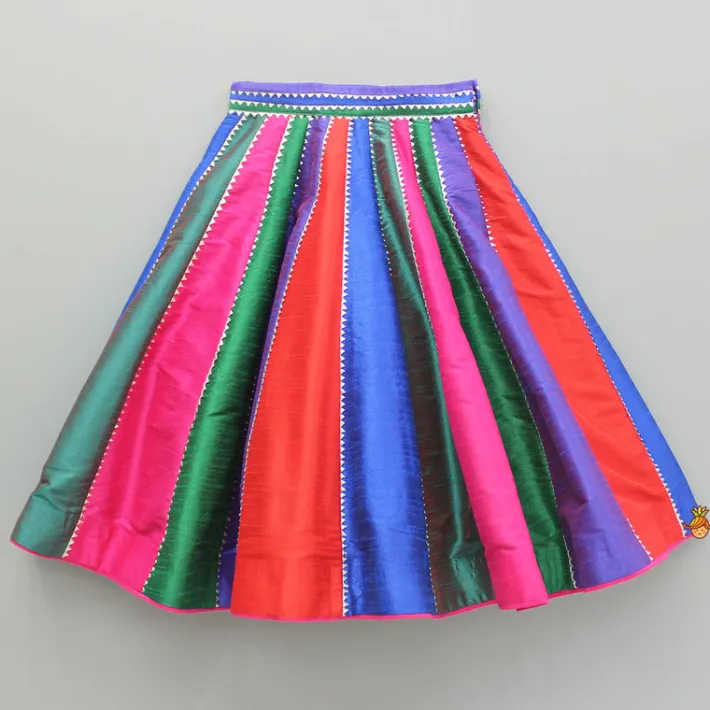 Fashion Multicoloured Colour Blocked Top With Lehenga And Dupatta Ethnic Wear | Lehengas & Ghagras