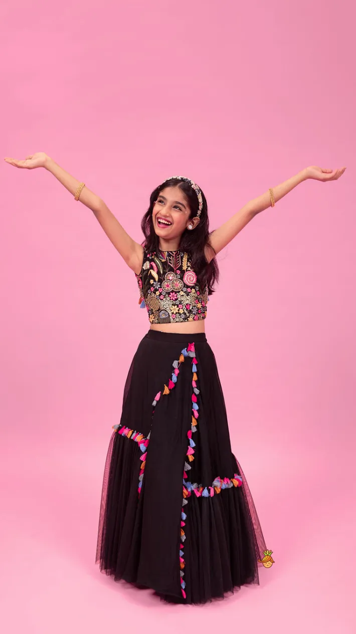 Fashion Multicoloured Embroidered Top And Lehenga Ethnic Wear | Lehengas & Ghagras
