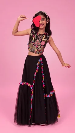 Fashion Multicoloured Embroidered Top And Lehenga Ethnic Wear | Lehengas & Ghagras
