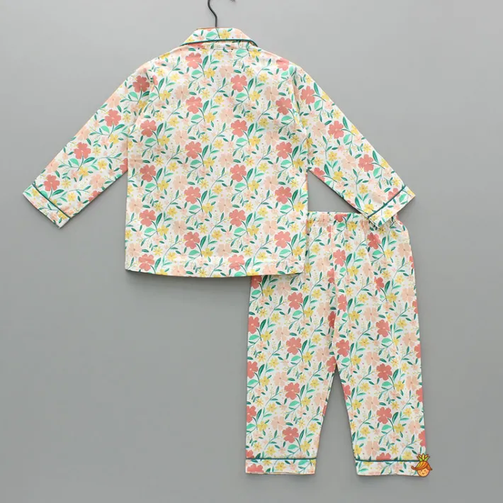 Outlet Multicoloured Floral Printed Notch Collar Sleepwear BOY Sleep Wear | Sleepwear