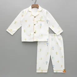 Sale Multicoloured Parachute Printed Notch Collar Sleepwear BOY Sleep Wear | Sleepwear