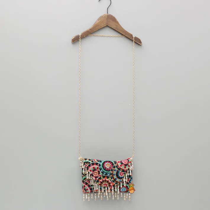 Sale Multicoloured Printed And Embroidered Sling Bag Bags