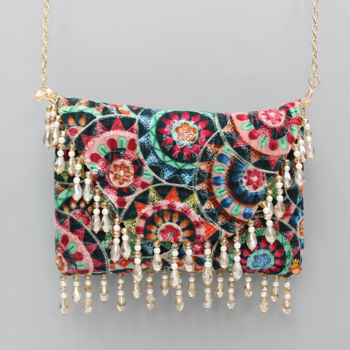 Sale Multicoloured Printed And Embroidered Sling Bag Bags