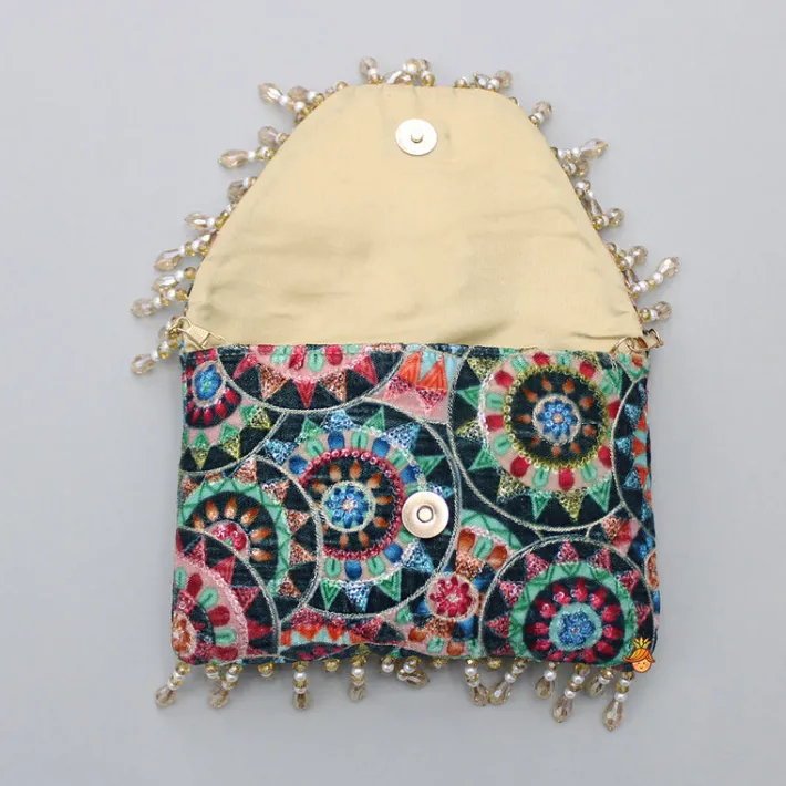 Sale Multicoloured Printed And Embroidered Sling Bag Bags
