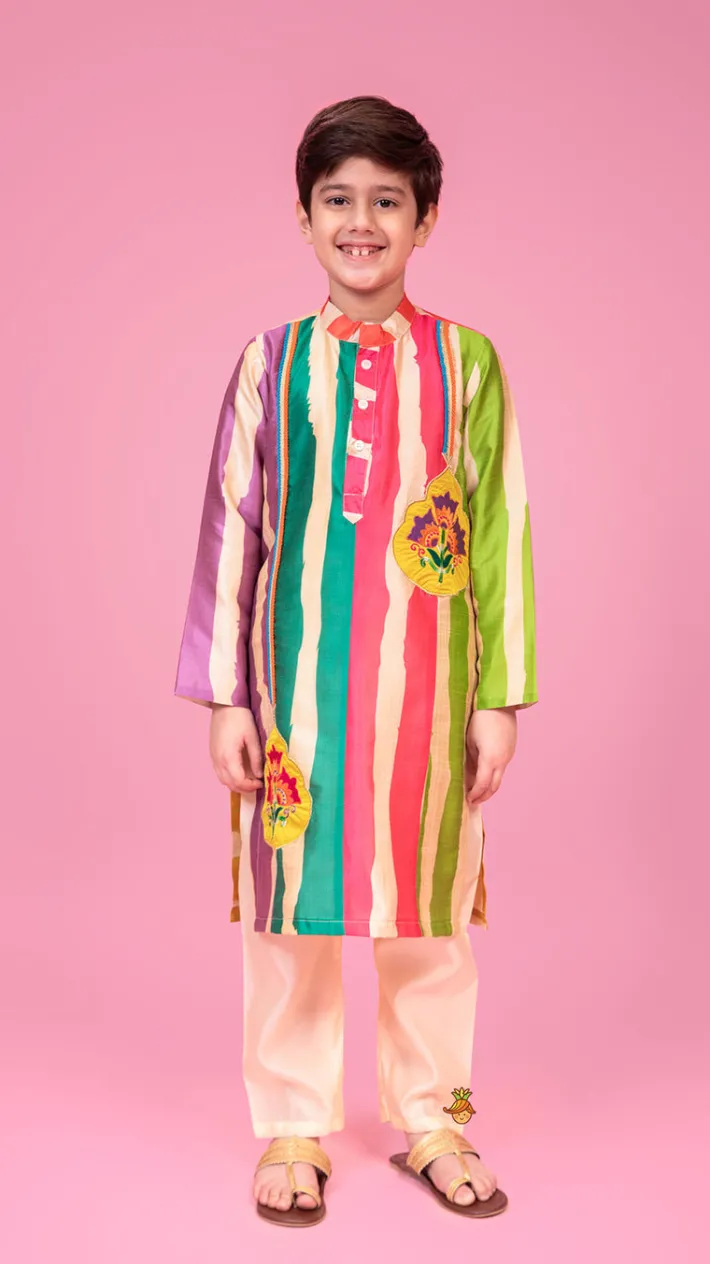New Multicoloured Striped Kurta And Pyjama BOY Indian Ethnic Wear | Ethnic Sets