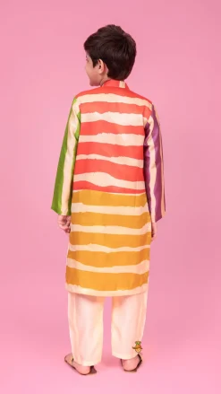 New Multicoloured Striped Kurta And Pyjama BOY Indian Ethnic Wear | Ethnic Sets