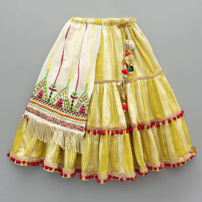 Discount Multicoloured Thread Embroidered Halter Neck Top With Flap Lehenga Ethnic Wear | Lehengas & Ghagras