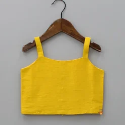 New Mustard Crop Top With Notch Collar Jacket And Skirt Dresses & Sets | Sets