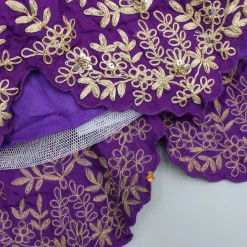 Hot Mustard Embellished Top With Purple Embroidered Lehenga And Dupatta Ethnic Wear | Lehengas & Ghagras