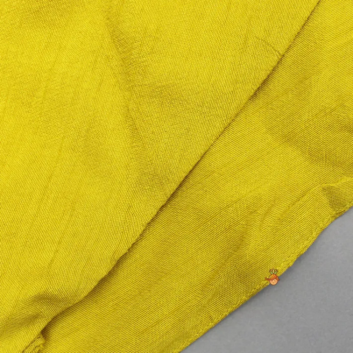 Hot Mustard Embroidered Jacket Style Top And Pleated Palazzo Ethnic Wear | Palazzos & Shararas