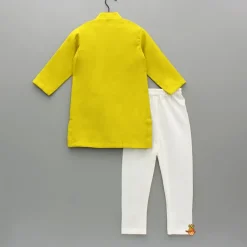 Outlet Mustard Embroidered Kurta and Churidar BOY Twinning Sets | Indian Ethnic Wear