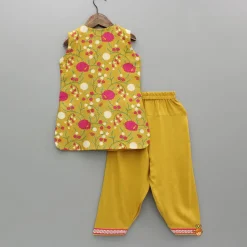 Best Mustard Floral Chanderi Kurta And Salwar Ethnic Wear | Churidars & Salwars