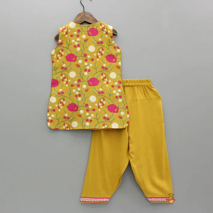Best Mustard Floral Chanderi Kurta And Salwar Ethnic Wear | Churidars & Salwars