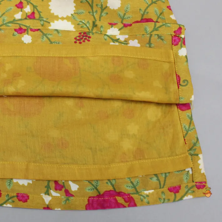 Online Mustard Floral Printed Kurta With Pyjama BOY Indian Ethnic Wear | Ethnic Sets