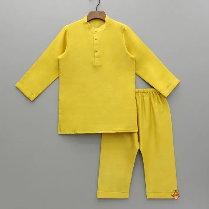 Fashion Mustard Kurta And Multicolour Printed Jacket With Pyjama BOY Twinning Sets | Indian Ethnic Wear