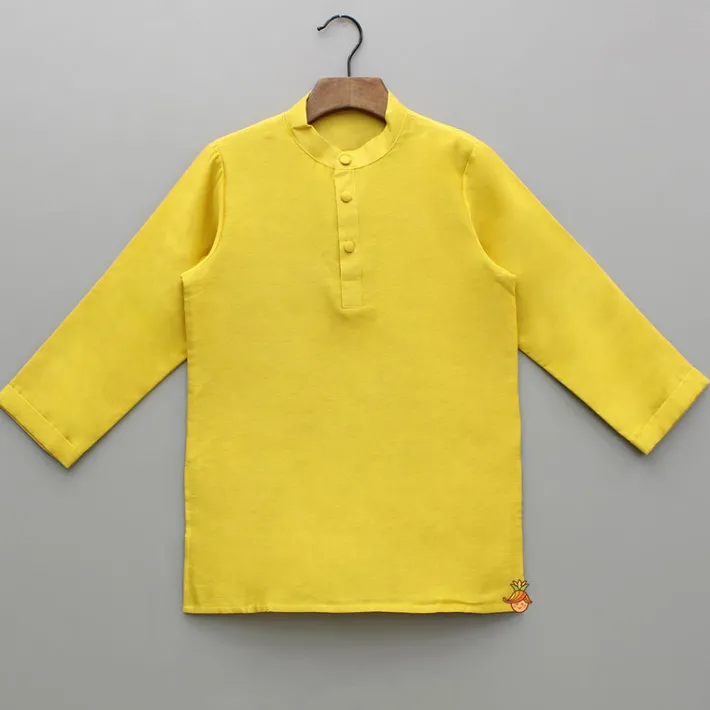 Fashion Mustard Kurta And Multicolour Printed Jacket With Pyjama BOY Twinning Sets | Indian Ethnic Wear