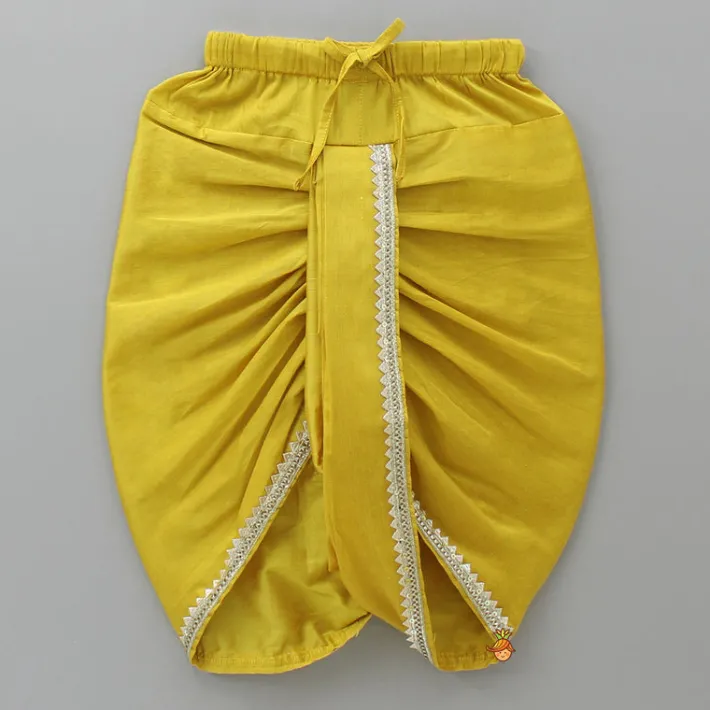 New Mustard Kurta With Printed Flap Attached And Dhoti BOY Indian Ethnic Wear | Ethnic Sets