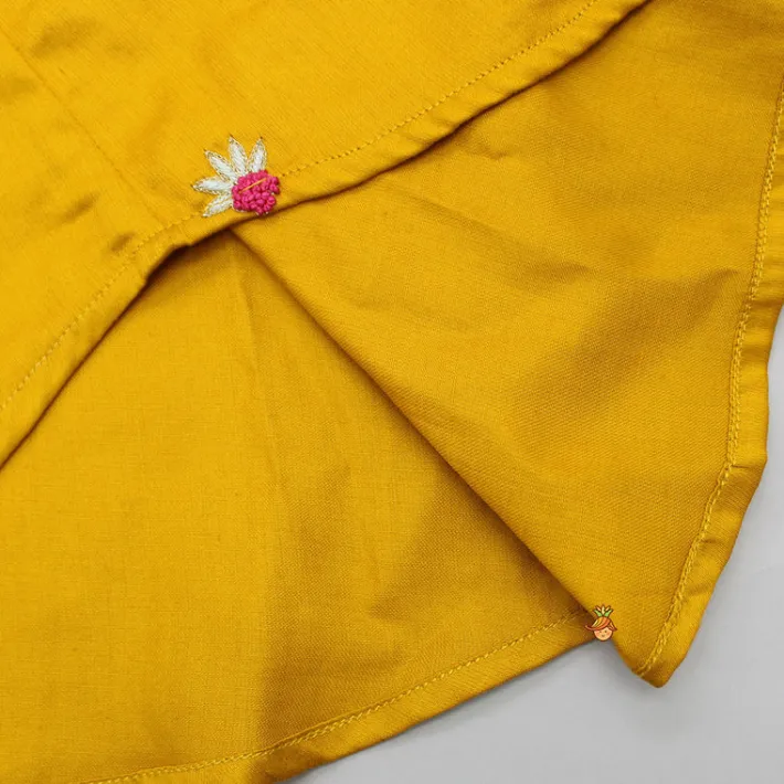 Online Mustard One Side Embroidered Kurta With Pyjama BOY Indian Ethnic Wear | Ethnic Sets