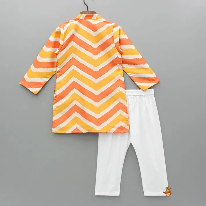 Outlet Mutlicolour Printed Kurta With One Side Flap And Pyjama BOY Twinning Sets | Indian Ethnic Wear
