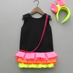 Fashion Neon Frilly Dress With Matching Hair Band Dresses & Sets | Dresses