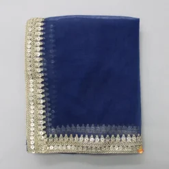 Outlet Net Lace Work Blue Dupatta Ethnic Wear