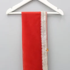 Fashion Net Sequin Lace Work Red Dupatta Ethnic Wear