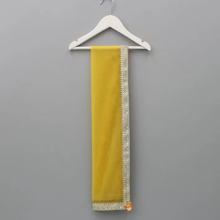 Outlet Net Sequin Lace Work Yellow Dupatta Ethnic Wear
