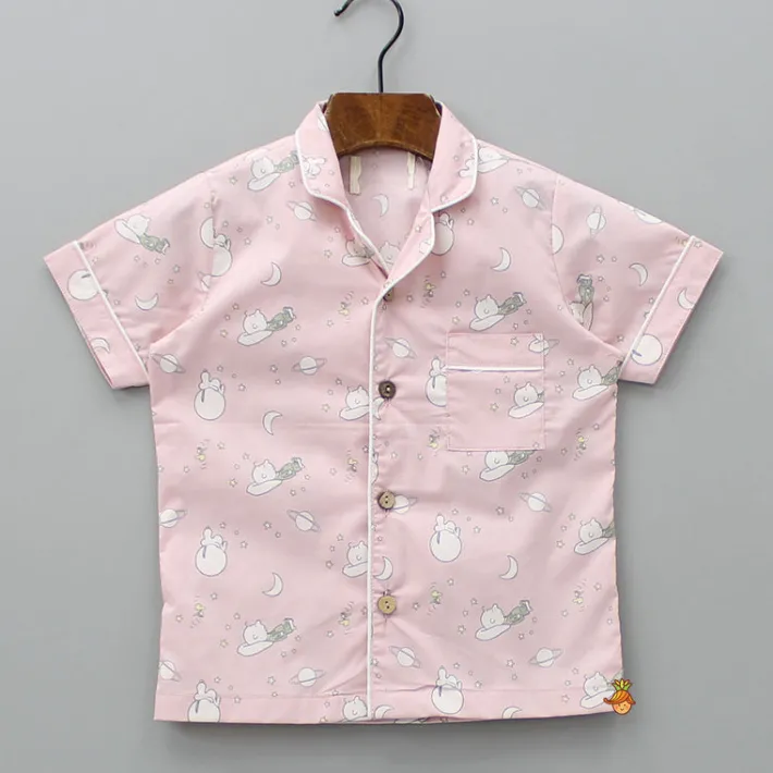 Clearance Night Theme Printed Pink Sleepwear BOY Sleep Wear | Sleepwear