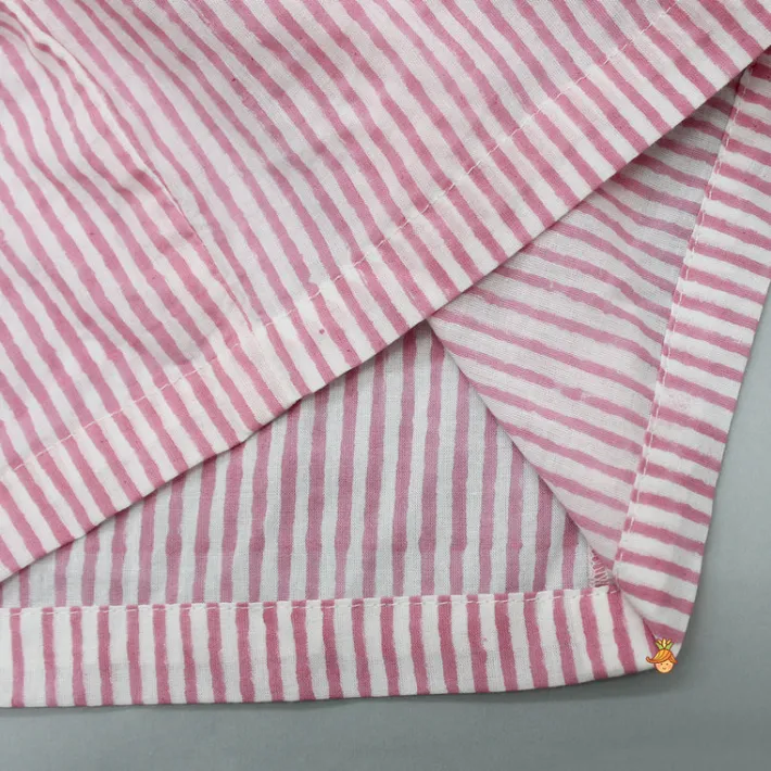 New Notch Collar Stripe Printed Top And Pyjama Sleepwear