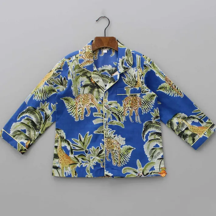 Discount Notched Collar Jungle Theme Printed Sleepwear BOY Sleep Wear | Sleepwear