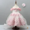 Outlet Off Shoulder Fabric Flowers Adorned Wings Gown With Detachable Trail And Matching Hair Clip Dresses & Sets | Gowns