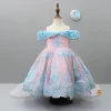 Clearance Off Shoulder Fabric Flowers Adorned Dual Tone Wings Gown With Detachable Trail And Matching Hair Clip Dresses & Sets | Gowns