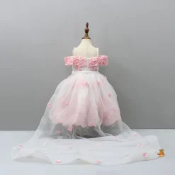 Outlet Off Shoulder Fabric Flowers Adorned Wings Gown With Detachable Trail And Matching Hair Clip Dresses & Sets | Gowns