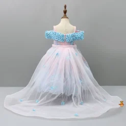Clearance Off Shoulder Fabric Flowers Adorned Dual Tone Wings Gown With Detachable Trail And Matching Hair Clip Dresses & Sets | Gowns